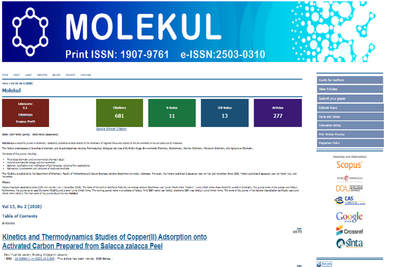 Jurnal Molekul Unsoed